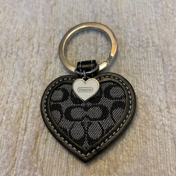Coach Accessories - Coach Black Signature Heart Keyring Bag Charm